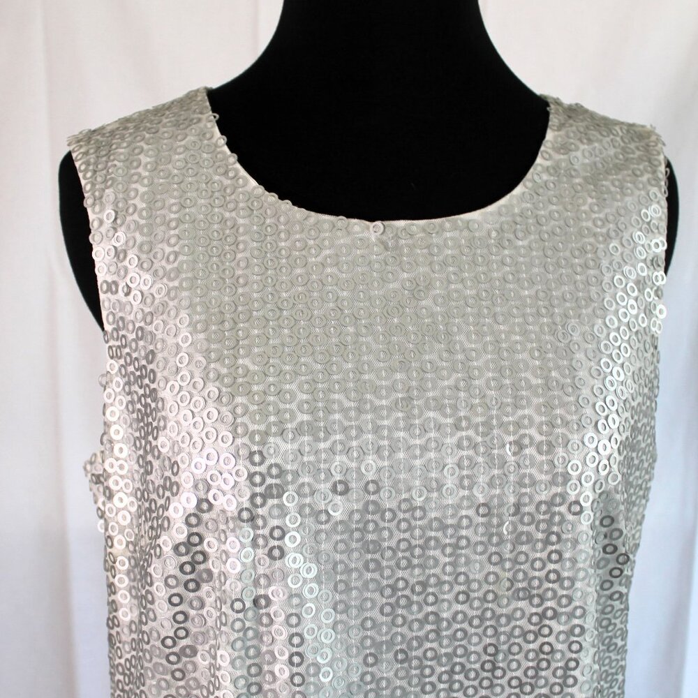 Calvin Klein White Sequined Sheath Cocktail Dress Size 8 - Picture 2 of 10